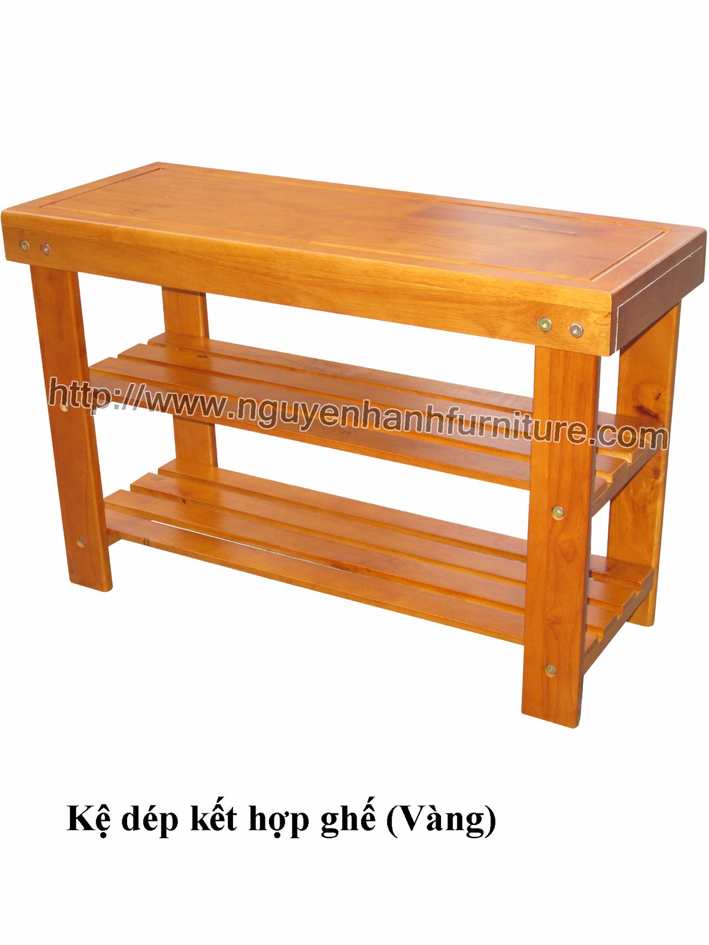 Name product: Shoe shelf with sitting place (Yellow)  - Dimensions: 70 x 27 x 45 cm - Description: Wood natural rubber